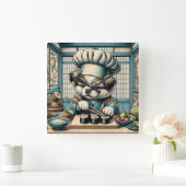 Schattige Sushi Chef Puppy Vierkante Klok (Huis)