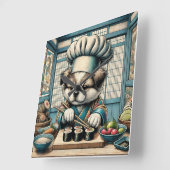 Schattige Sushi Chef Puppy Vierkante Klok (Hoek)