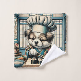 Schattige Sushi Chef Puppy Washandje