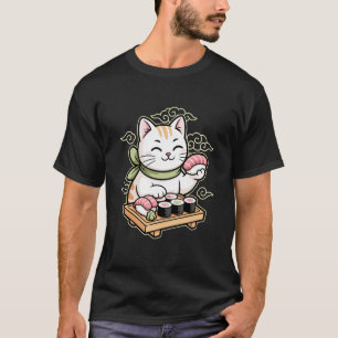 Schattige Sushi Kat Japanse Eten Liefhebber Kawaii T-shirt