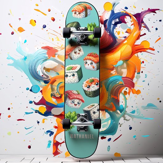 Schattige Sushi Nigiri Wasabi Maki Roll Persoonlijk Skateboard
