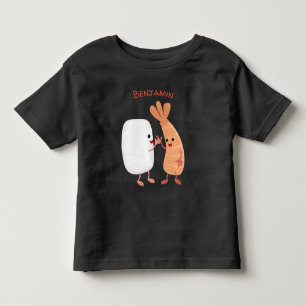 Schattige sushi rijst garnaal vrienden cartoon kinder shirts