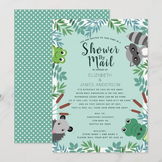 Schattige Swamp Critters Baby shower per post Kaart (Voorkant / Achterkant)
