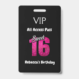 Schattige Sweet 16 Verjaardag VIP All Access Pas Badge