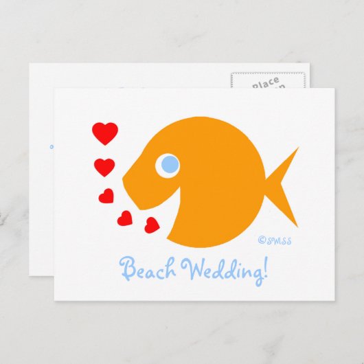 Schattige Sweet Beach Bruiloft Save The Date Brief Aankondigingskaart (Voorkant / Achterkant)