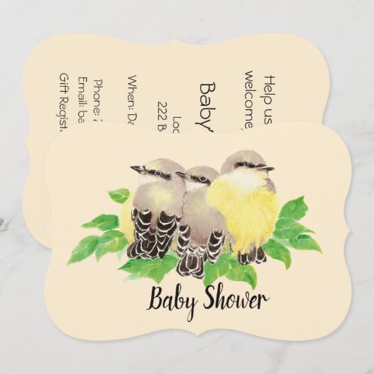 Schattige Sweet Bird Family Baby shower Kaart (Voorkant / Achterkant)