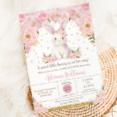 Schattige Sweet Bunny Rabbit Pink Floral Baby show Kaart