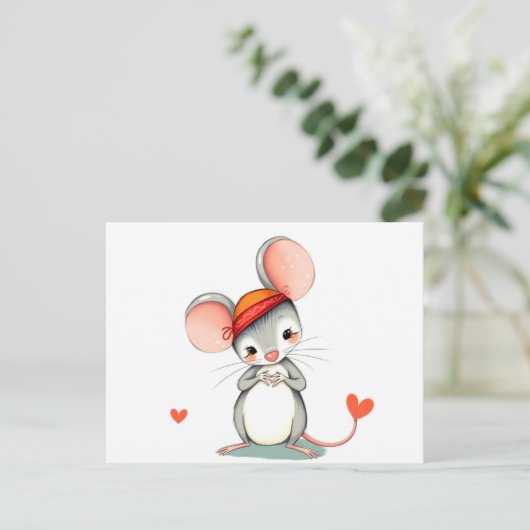 Schattige Sweet Mouse-Briefkaart Briefkaart (Staand voorkant)