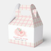 Schattige Sweet Pink Gingham Peach Baby shower Bedankdoosjes (Achterkant)