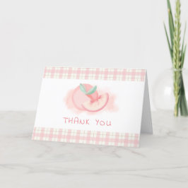 Schattige Sweet Pink Gingham Peach Baby shower Bedankkaart