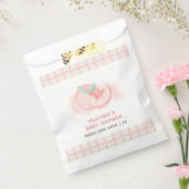 Schattige Sweet Pink Gingham Peach Baby shower Bedankzakje (Gezegeld)