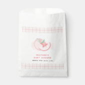 Schattige Sweet Pink Gingham Peach Baby shower Bedankzakje (Voorkant)