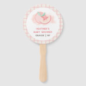 Schattige Sweet Pink Gingham Peach Baby shower Handwaaier (Achterkant)