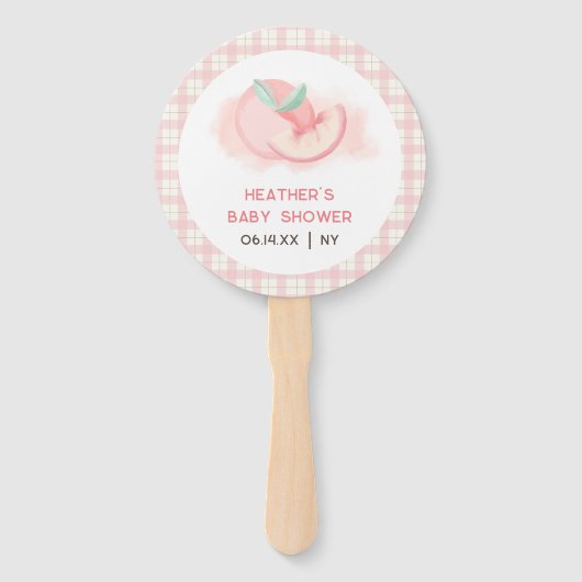 Schattige Sweet Pink Gingham Peach Baby shower Handwaaier (Voorkant)