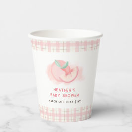 Schattige Sweet Pink Gingham Peach Baby shower Papieren Bekers