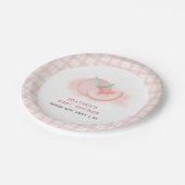 Schattige Sweet Pink Gingham Peach Baby shower Papieren Bordje (Gekanteld)