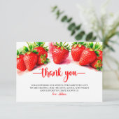 Schattige & Sweet Strawberry Baby shower Bedankkaart (Staand voorkant)