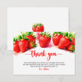 Schattige & Sweet Strawberry Baby shower Bedankkaart (Voorkant / Achterkant)