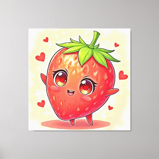 Schattige Sweet Strawberry Bliss Canvas Afdruk (Voorkant)