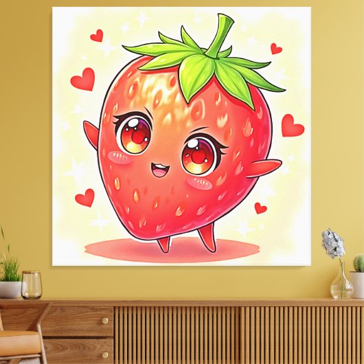 Schattige Sweet Strawberry Bliss Canvas Afdruk (Insitu (Woonkamer))