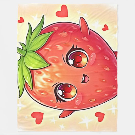 Schattige Sweet Strawberry Bliss Fleece Deken (Voorkant)