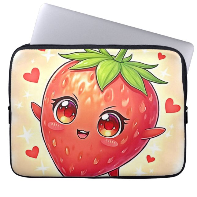 Schattige Sweet Strawberry Bliss Laptop Sleeve (Voorkant)
