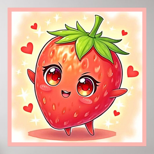 Schattige Sweet Strawberry Bliss Poster (Voorkant)