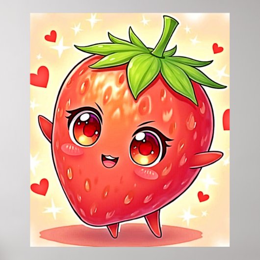 Schattige Sweet Strawberry Bliss Poster (Voorkant)