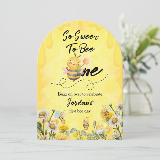 Schattige Sweet to Bee One Wildflower 1e verjaarda Kaart (Staand voorkant)