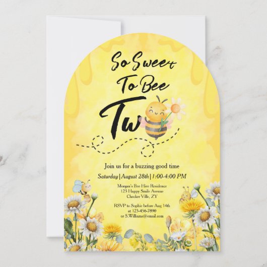 Schattige Sweet to Bee Twee Wilde bloemen 1e verja Kaart (Achterkant)