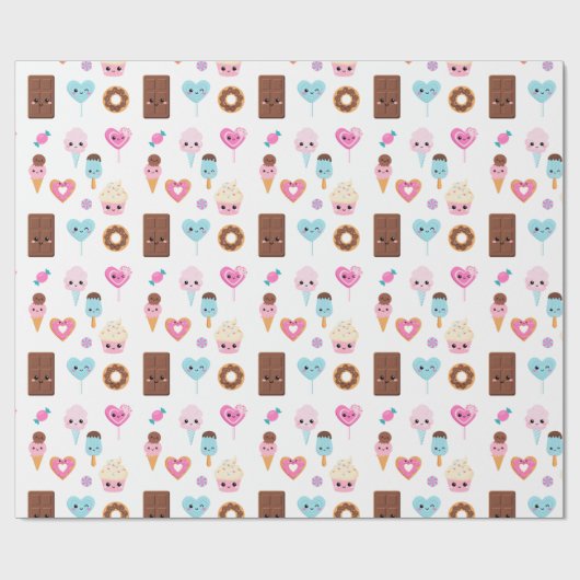 Schattige Sweet & Treats Feest Verjaardagsfeest Cadeaupapier (Vlak)