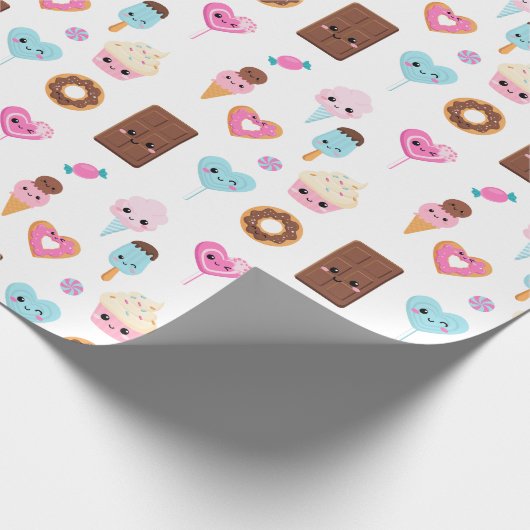 Schattige Sweet & Treats Feest Verjaardagsfeest Cadeaupapier (Hoek)