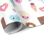 Schattige Sweet & Treats Feest Verjaardagsfeest Cadeaupapier (Rol Hoek)