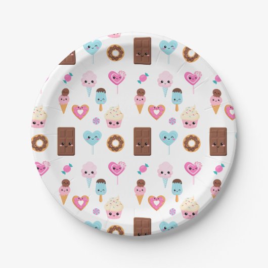 Schattige Sweet & Treats Feest Verjaardagsfeest Papieren Bordje (Voorkant)