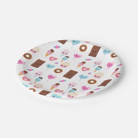 Schattige Sweet & Treats Feest Verjaardagsfeest Papieren Bordje (Gekanteld)