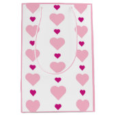 Schattige Symmetrisch roze en wit met hartjes Medium Cadeauzakje (Voorkant)