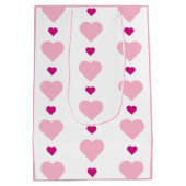 Schattige Symmetrisch roze en wit met hartjes Medium Cadeauzakje (Achterkant)