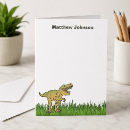 Schattige T.rex Dinosaur Boy Naam Bedankkaart