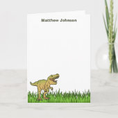 Schattige T.rex Dinosaur Boy Naam Bedankkaart (Voorkant)