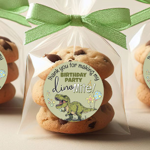 Schattige T-Rex Dinosaur Boy Verjaardagsfeest Favo Ronde Sticker