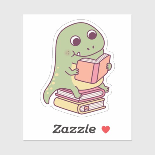 Schattige T-rex dinosaurus leest een boek Sticker (Vel)