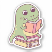 Schattige T-rex dinosaurus leest een boek Sticker (Voorkant)