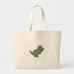 Schattige T-Rex Dinosaurus Sticker – Grappige Cart Grote Tote Bag