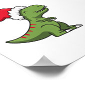 Schattige T-Rex in Kerstmannenhoed – Kerstmis Dino Poster (Hoek)
