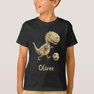 Schattige T-Rex Speelt Voetbal Gepersonaliseerd T-shirt