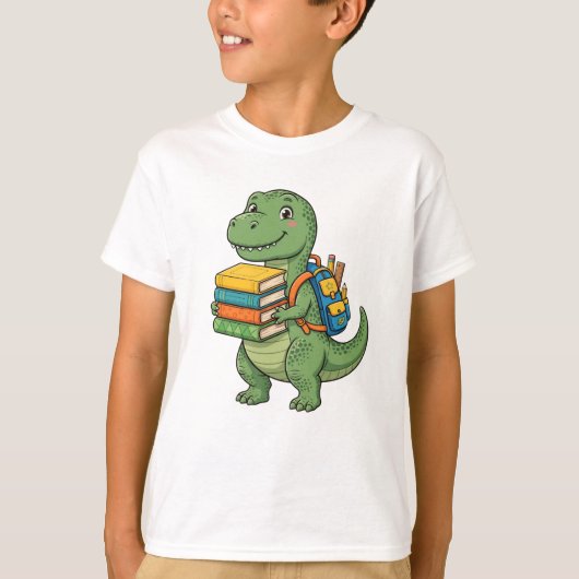 Schattige T-Rex Student - Rugzak Boeken Terug naar T-shirt (Voorkant)