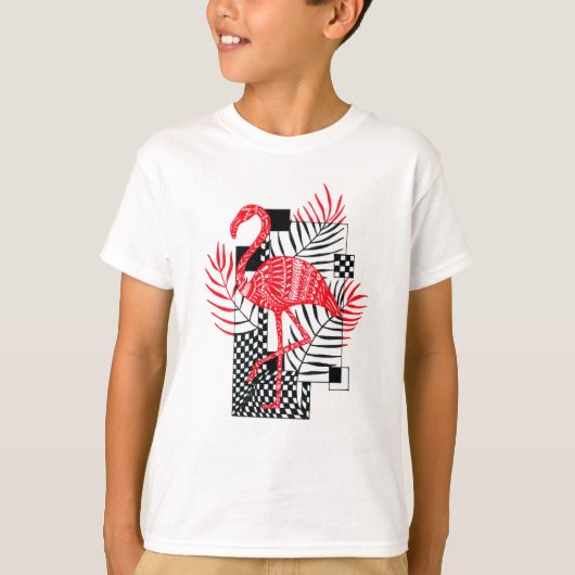 Schattige T-shirt voor jongen met rode flamingo pr (Voorkant)