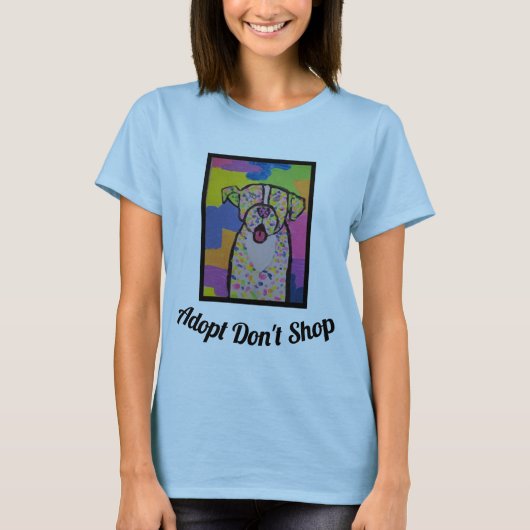 Schattige t-shirt voor vrouwen met kleurrijke hond (Voorkant)