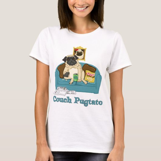 Schattige  T - shirts van Couch Pugtato, cadeaus (Voorkant)