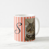 Schattige Tabby Cat gepersonaliseerd gestreept Koffiemok (Voorkant rechts)